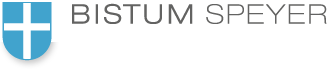 Logo des Bistum Speyer mit weißem Kreuz auf blauem Schild